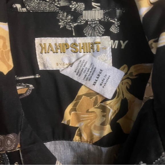 Kamp Hawaiian Shirt Black Gold US Army Tanks Mens XXL Button Down Shirt - Picture 3 of 4